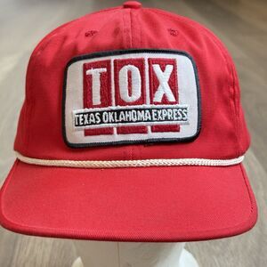 Vintage Spalding Cap Rope Hat Red Texas Oklahoma Express TOX Trucker Golf